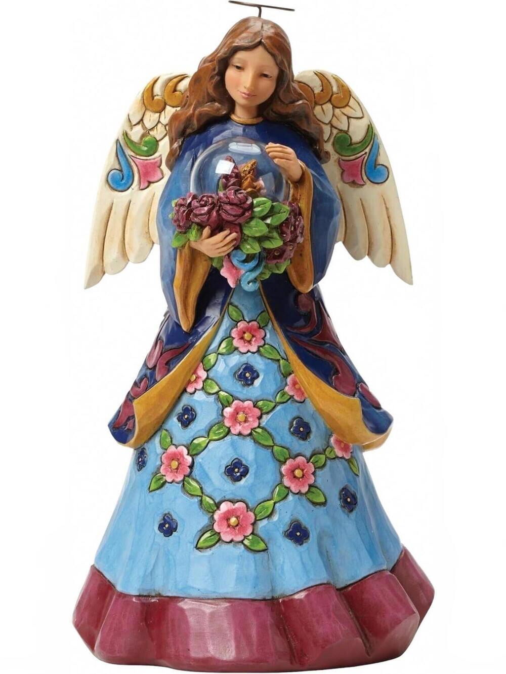 Jim Shore Heartwood Creek Angel with Flowers In Glass 4047070